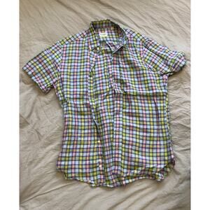 GITMAN Bros Men's Multi-Colored Checkered Short Sleeve Shirt